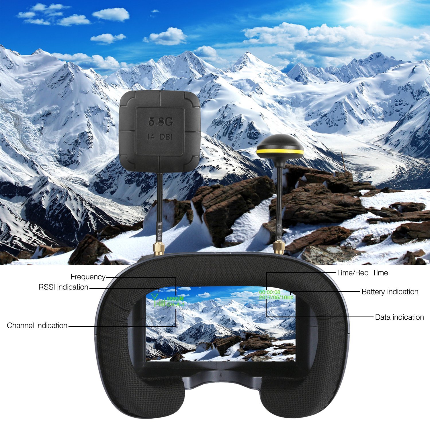 008D 5,8G 40CH 4,3 Zoll 800*48 – Skyzone Cobra X V2 Fpv Goggles Bewertung und Preis